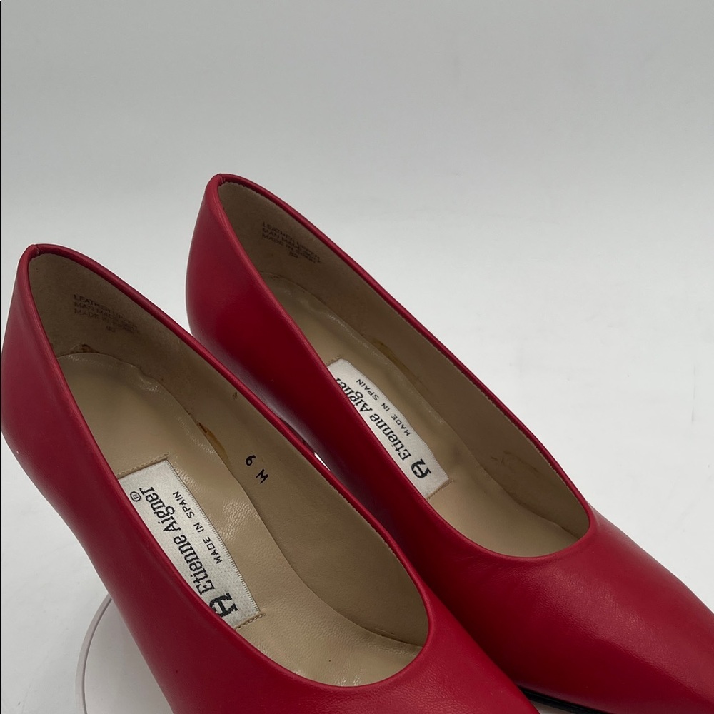 Vintage 1980s Etienne Aigner Red Leather Pumps Women’s Size 6 Made in Spain - Picture 4 of 7